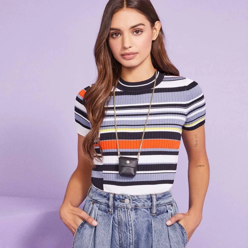 Rag & Bone Mason Ribbed Asymmetric Stripe Tee - Picture 2 of 9